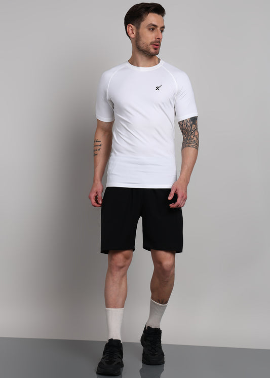 Men’s Compression T-Shirt — Snug Fit & Moisture-Wicking -TS1162-WHITE