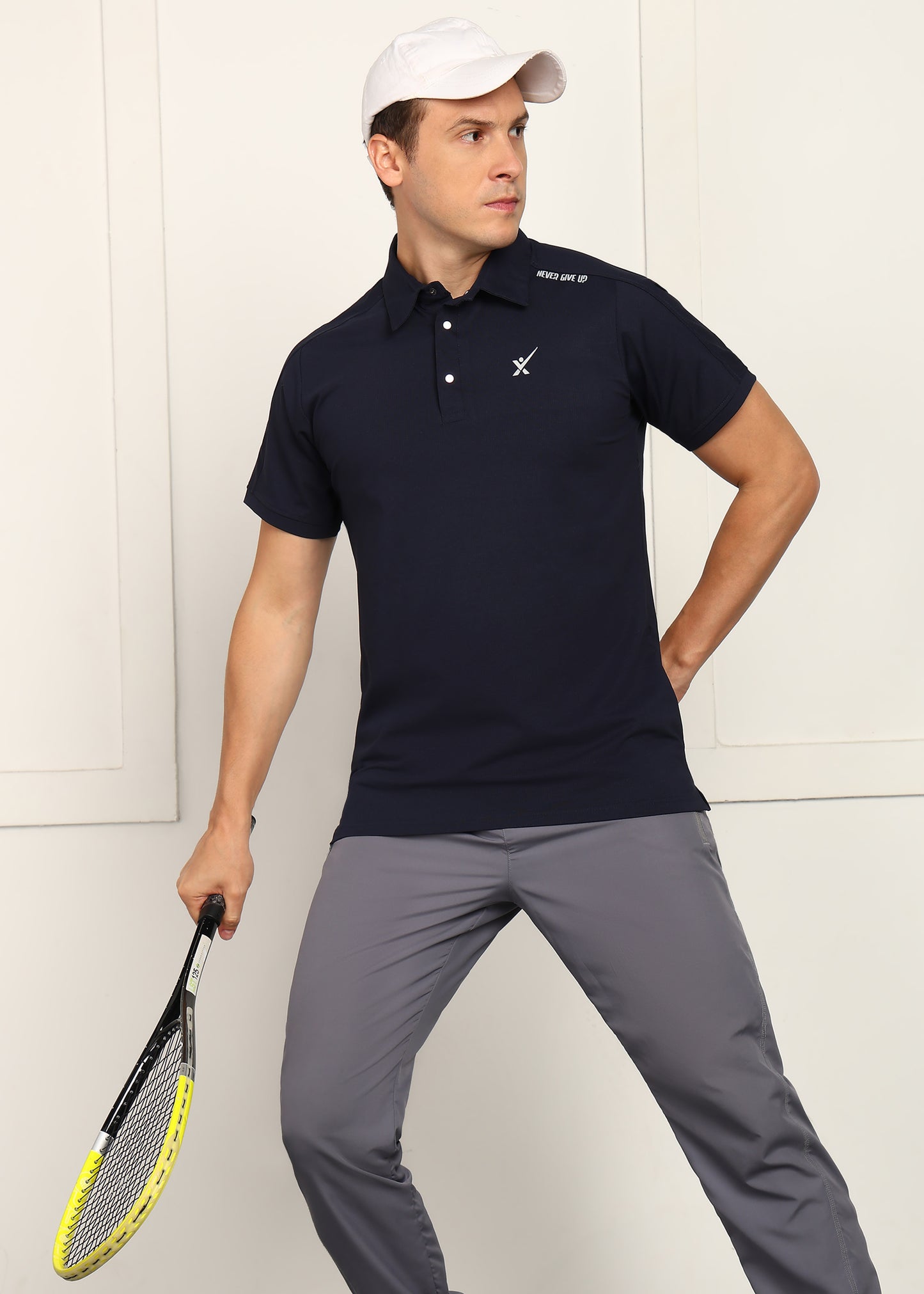 Men’s Casual Cotflex Cube T-Shirt -TS1127-NAVY