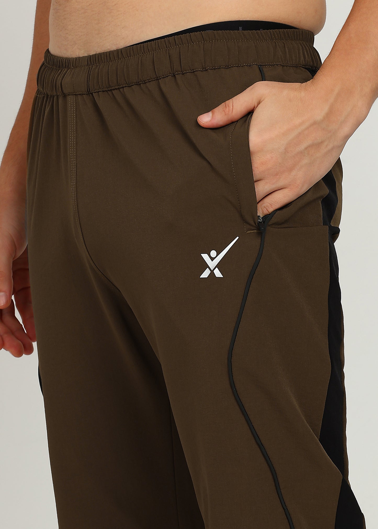 Men’s Nylon Dobby Trackpants — Relaxed Fit & Comfort - TRACK421-BROWN