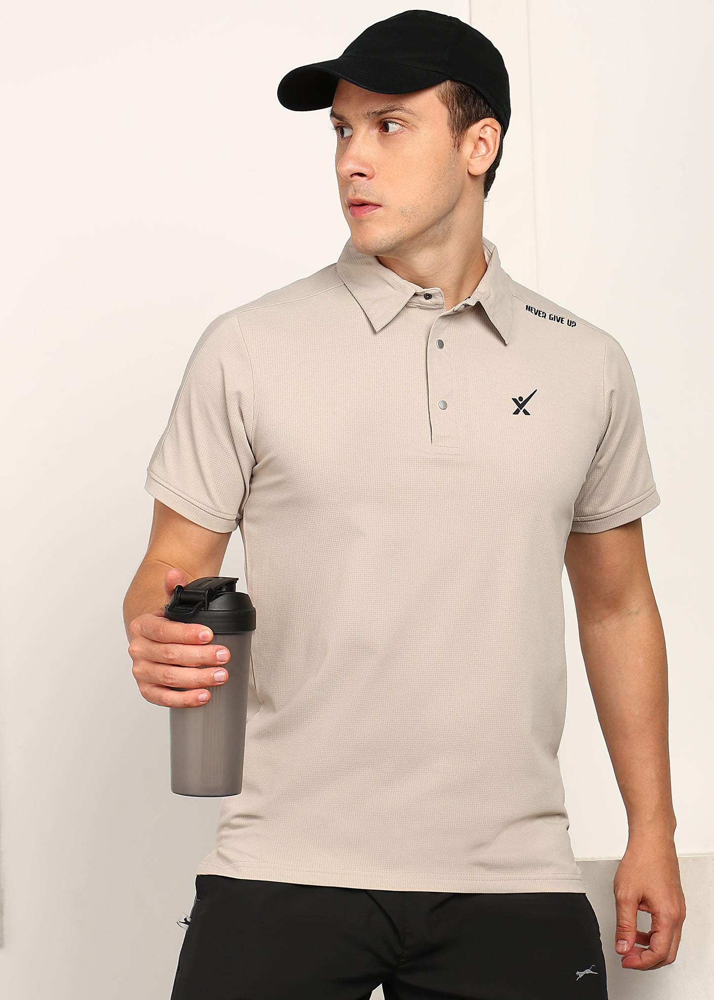 Men’s Casual Cotflex Cube T-Shirt -TS1127-BEIGE