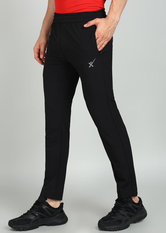 Men’s Solid Relax Fit Trackpants with Premium Terry - TRACK394-BLACK