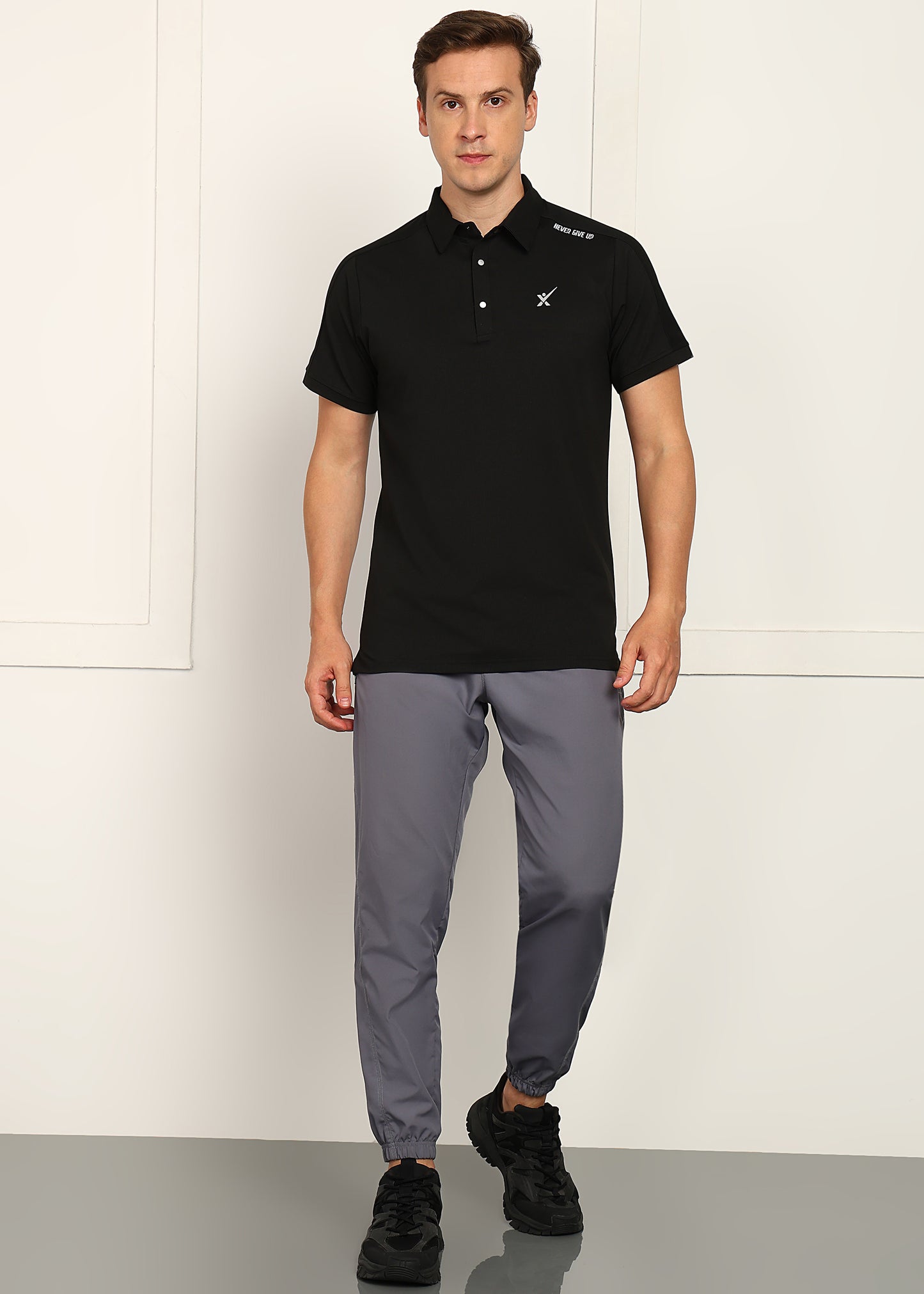 Men’s Casual Cotflex Cube T-Shirt - TS1127-BLACK