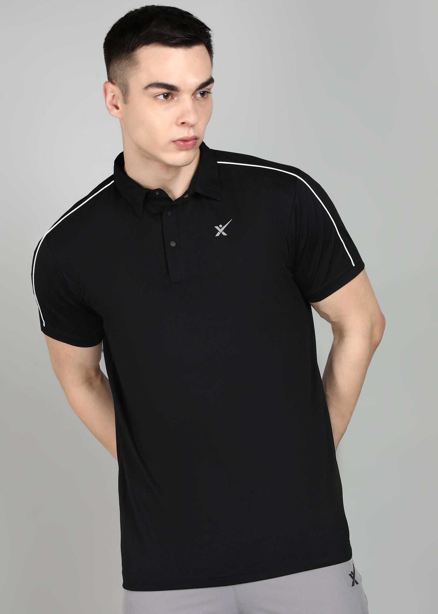 Men’s Oxford Cotton Stretch T-Shirt - TS1020-BLACK