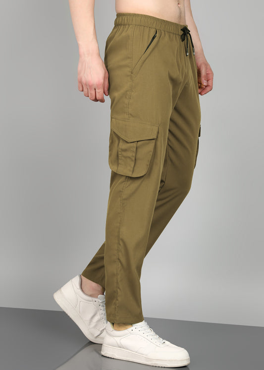 Men’s Cool Cotton Cargo Trackpants — 4 Pockets & Casual Fit - TRACK399-CAMEL