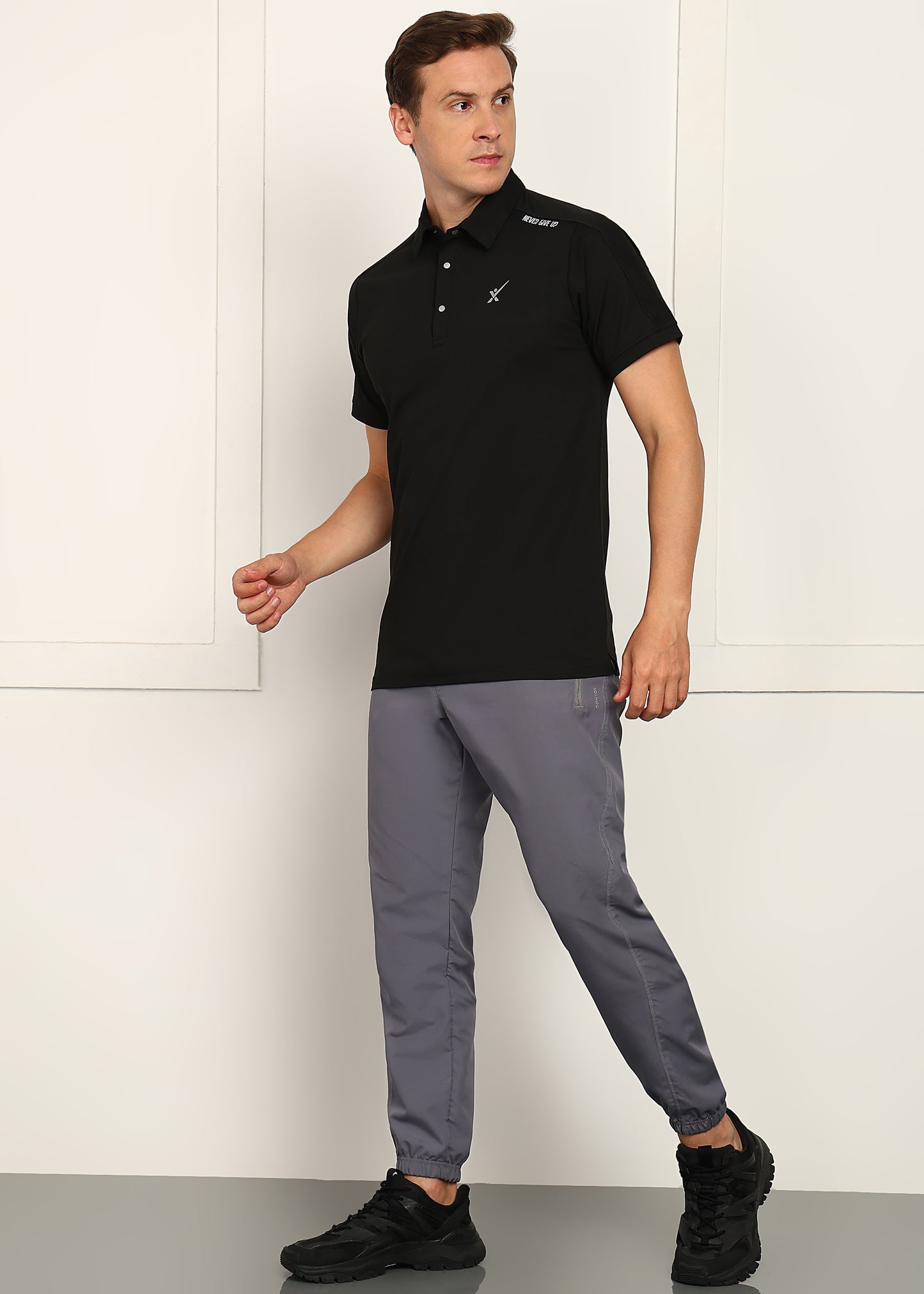 Men’s Casual Cotflex Cube T-Shirt - TS1127-BLACK