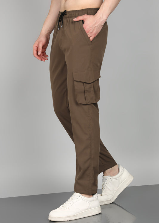 Men’s Cool Cotton Cargo Trackpants — 4 Pockets & Casual Fit - TRACK399-KHAKI