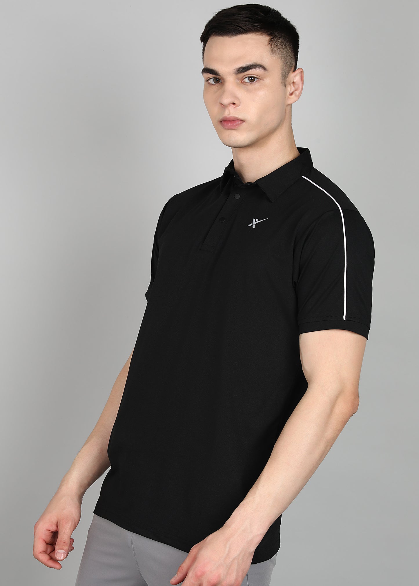 Men’s Oxford Cotton Stretch T-Shirt - TS1020-BLACK
