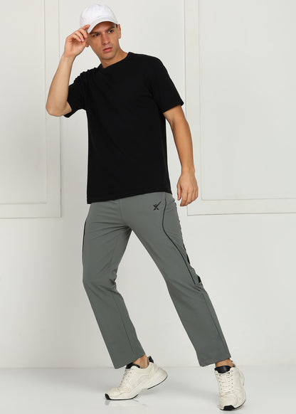 Men’s Nylon Dobby Trackpants — Relaxed Fit & Comfort - TRACK421-LIGHT GREY