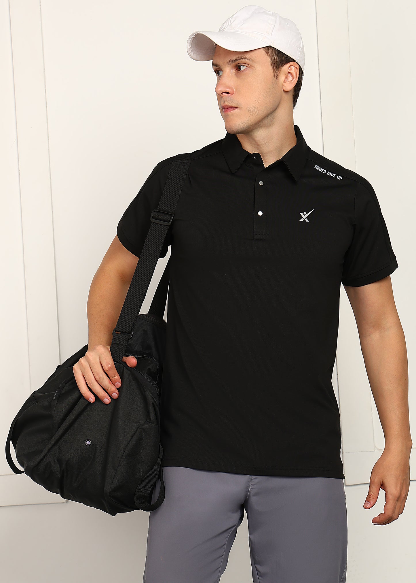 Men’s Casual Cotflex Cube T-Shirt - TS1127-BLACK