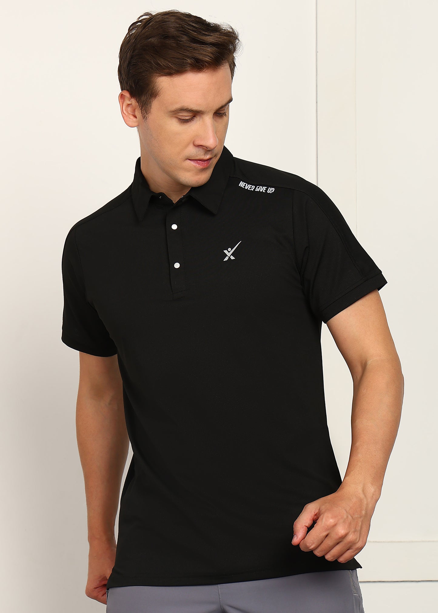 Men’s Casual Cotflex Cube T-Shirt - TS1127-BLACK