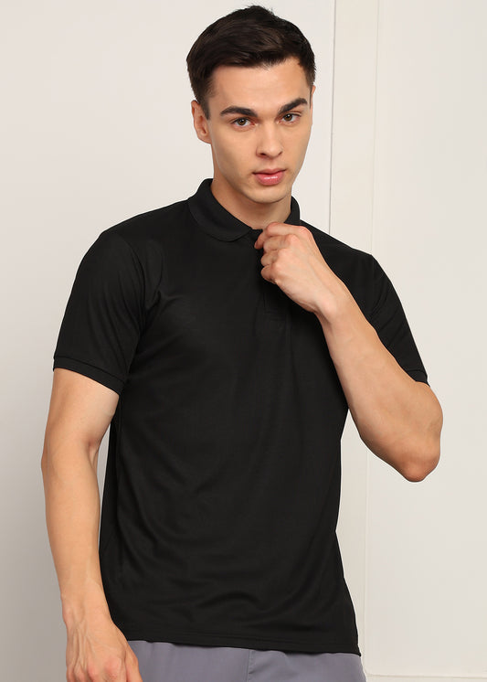 Men’s Matty Knit T-Shirt — Soft & Everyday Wear -TS666-BLACK