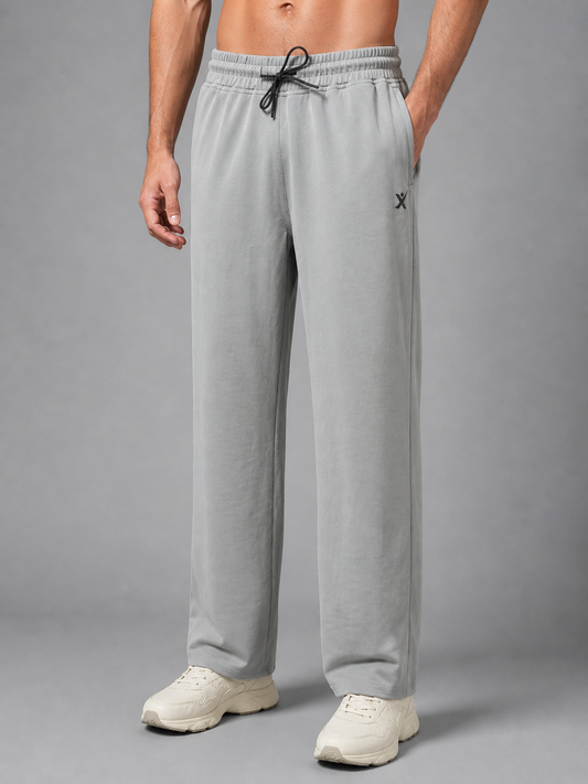 Men’s Straight Fit Baggy Sports Trackpant TRACK430(LIGHT GREY) | Cotflex Dobby Fabric | Gym, Running & Casual Wear Active Bottoms