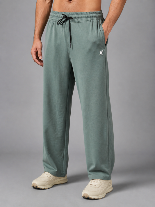 Men’s Straight Fit Baggy Sports Trackpant TRACK430(OLIVE) | Cotflex Dobby Fabric | Gym, Running & Casual Wear Active Bottoms