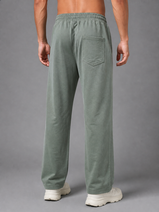 Men’s Straight Fit Baggy Sports Trackpant TRACK430(OLIVE) | Cotflex Dobby Fabric | Gym, Running & Casual Wear Active Bottoms