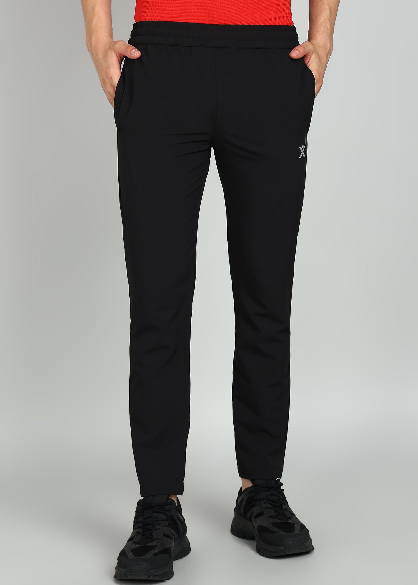 Men’s Solid Relax Fit Trackpants with Premium Terry - TRACK394-BLACK