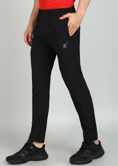 Men’s Solid Relax Fit Trackpants with Premium Terry - TRACK394-BLACK