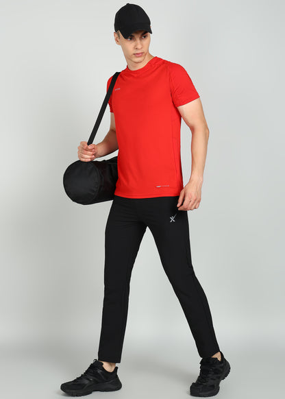 Men’s Solid Relax Fit Trackpants with Premium Terry - TRACK394-BLACK