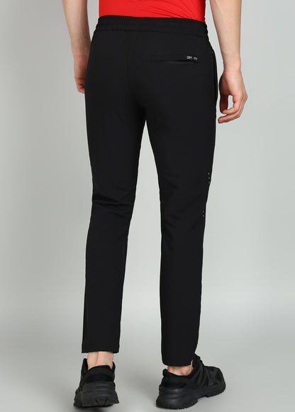 Men’s Solid Relax Fit Trackpants with Premium Terry - TRACK394-BLACK