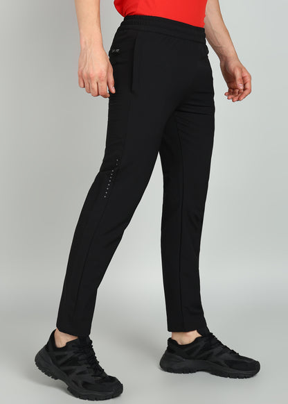 Men’s Solid Relax Fit Trackpants with Premium Terry - TRACK394-BLACK