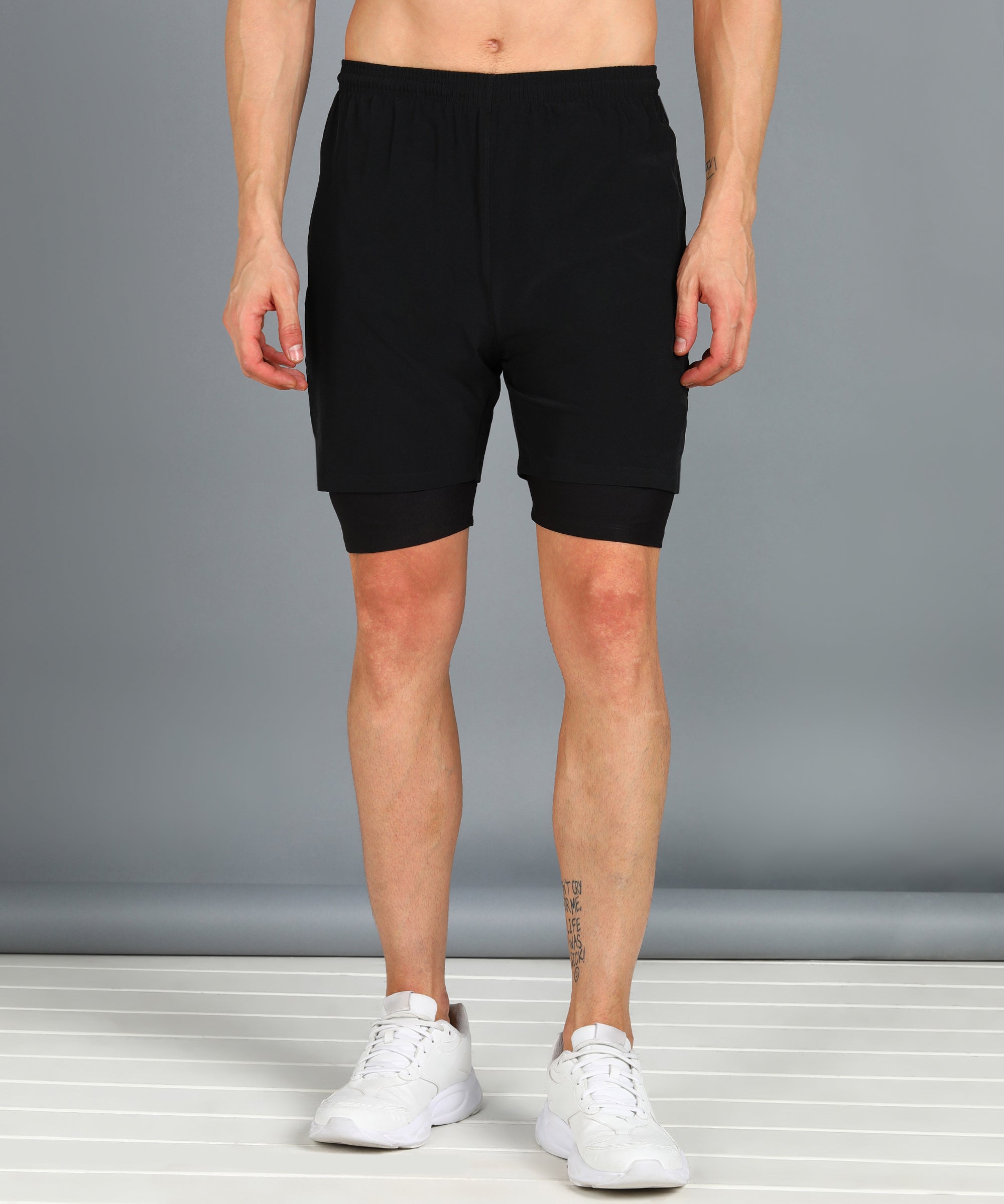 BLACK TIGHTY NS LYCRA PLAIN SHORT MEN (SHORT142)