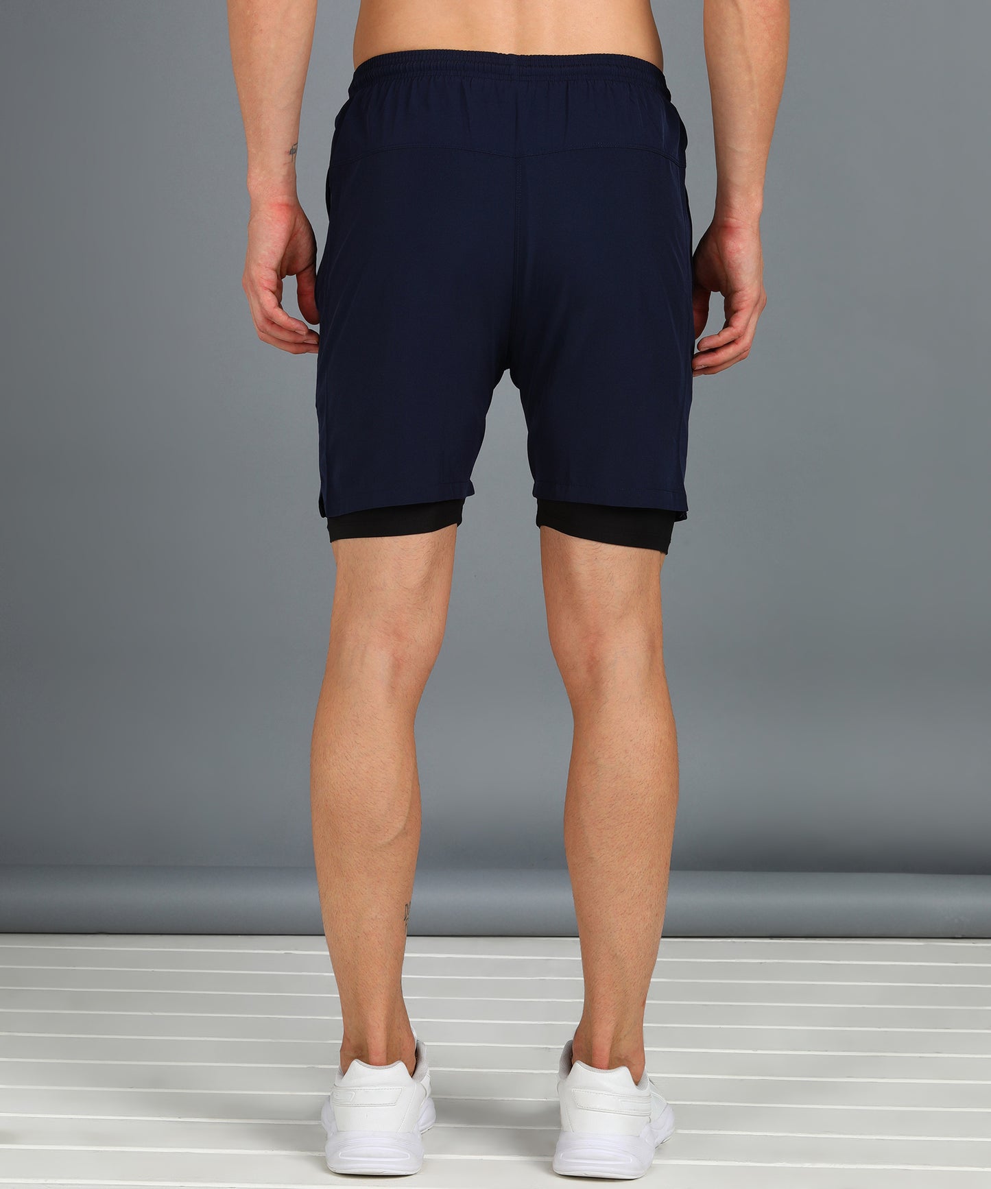 Men’s 2-in-1 Sports Shorts with Inner Tights | Gym, Running & Casual Wear | Article No. SHORT142 - Navy