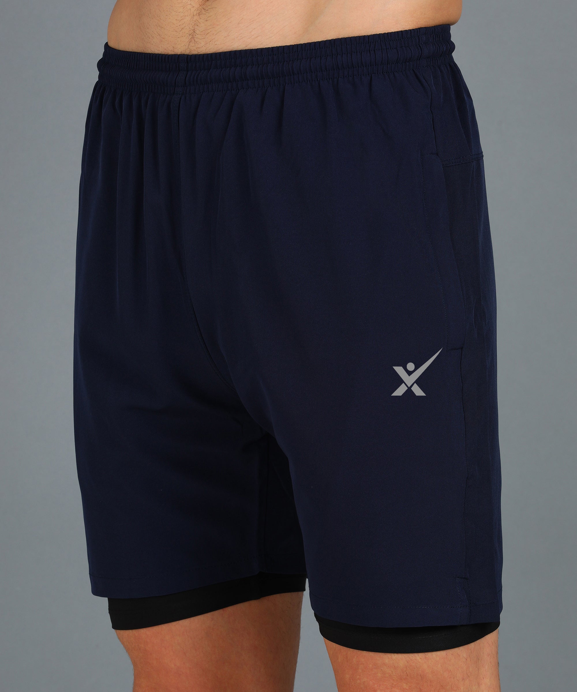 NAVY BLUE TIGHTY NS LYCRA PLAIN SHORT MEN (SHORT143)