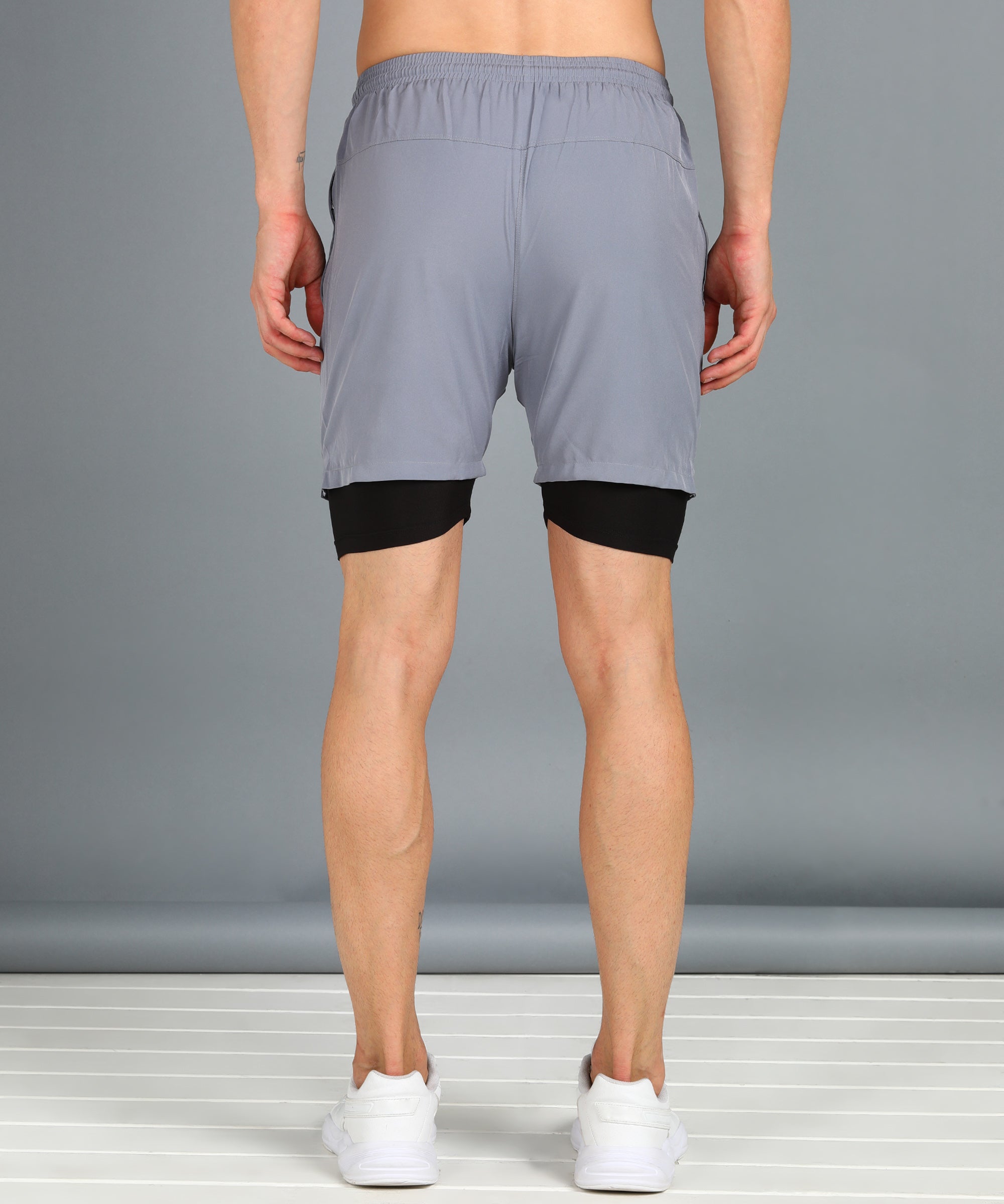 LIGHT GREY TIGHTY NS LYCRA PLAIN SHORT MEN (SHORT144)