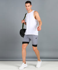 LIGHT GREY TIGHTY NS LYCRA PLAIN SHORT MEN (SHORT144)