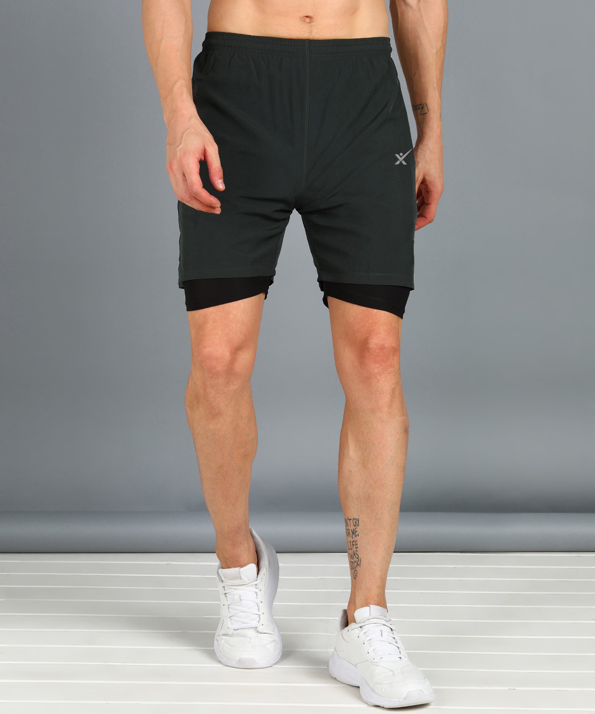 OLIVE TIGHTY NS LYCRA PLAIN SHORT MEN (SHORT146)