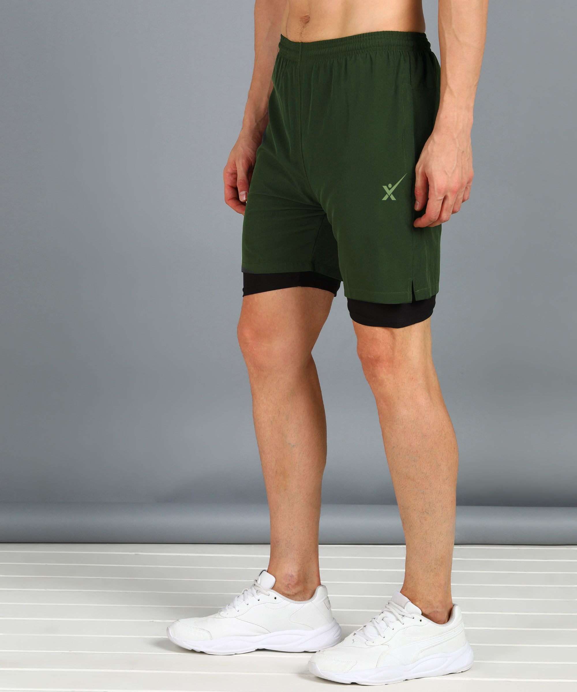 OLIVE TIGHTY NS LYCRA PLAIN SHORT MEN (SHORT146)