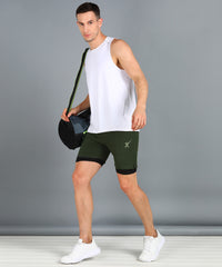 OLIVE TIGHTY NS LYCRA PLAIN SHORT MEN (SHORT146)