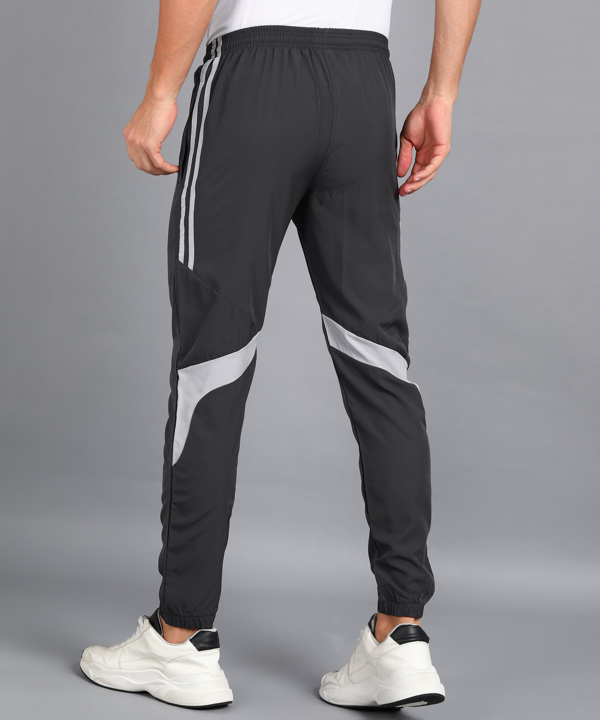 DARK GREY COLOR BLOCK NS LYCRA TRACK PANT FOR MEN (TRACK100)