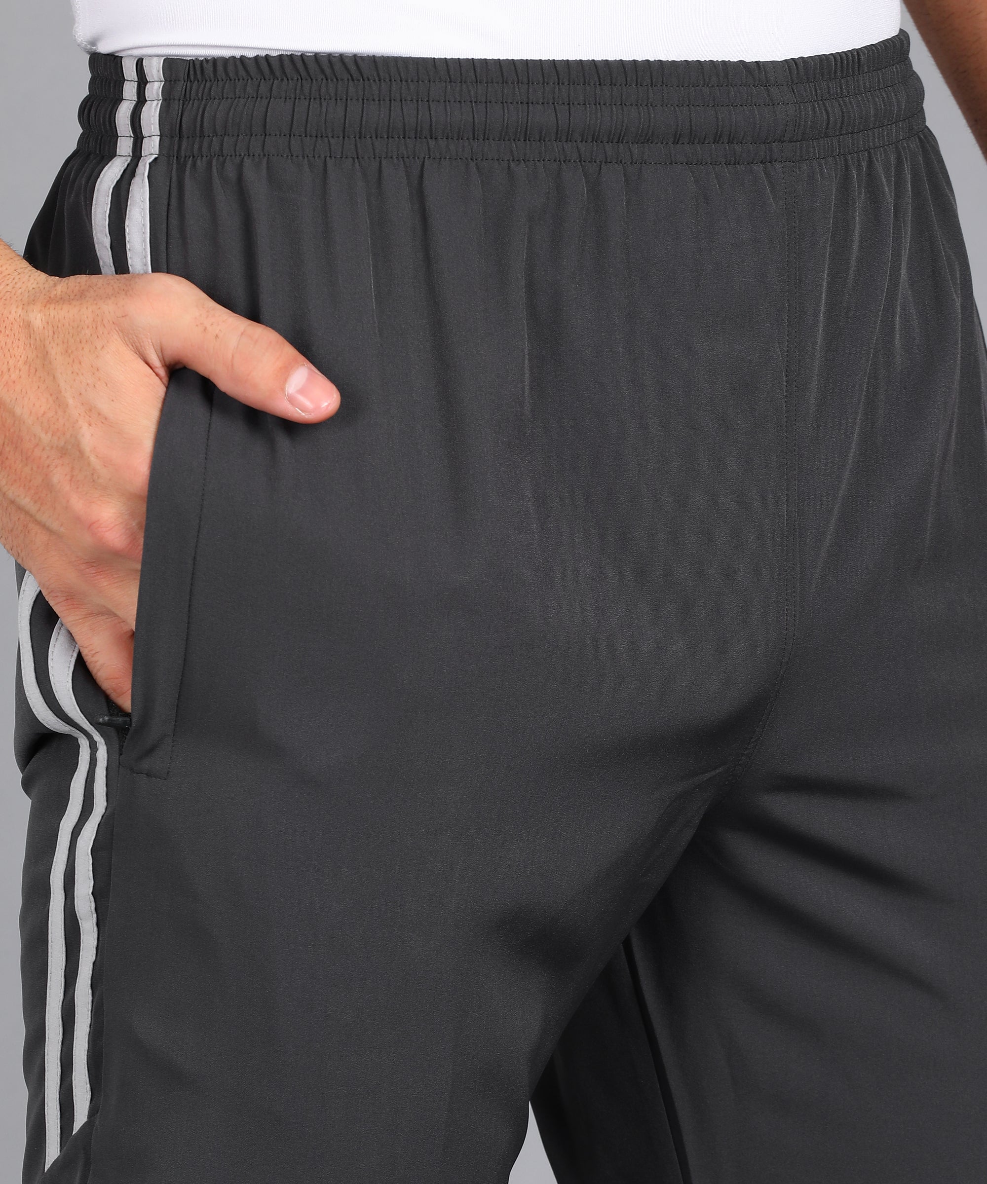 DARK GREY COLOR BLOCK NS LYCRA TRACK PANT FOR MEN (TRACK100)