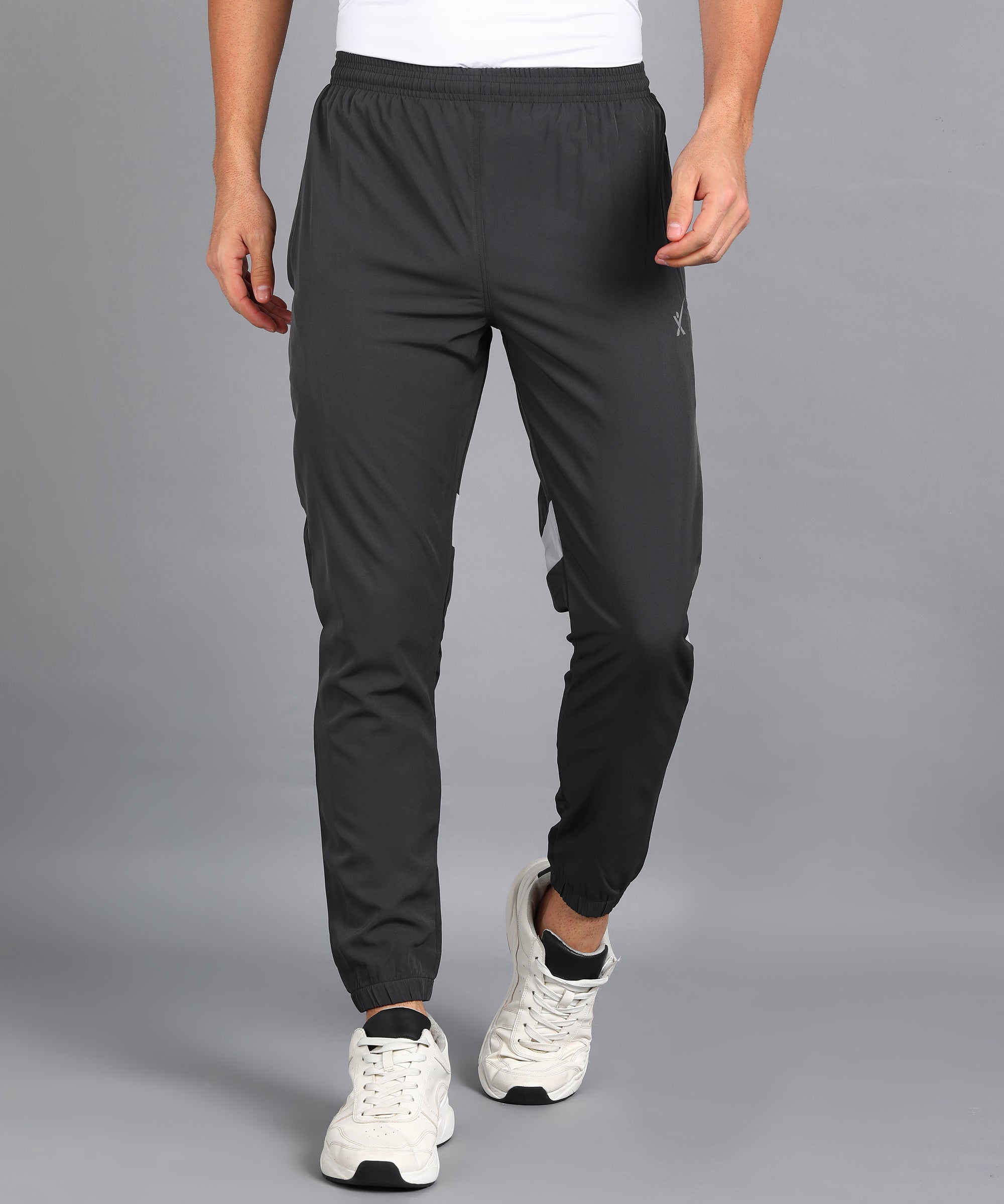 DARK GREY COLOR BLOCK NS LYCRA TRACK PANT FOR MEN (TRACK100)