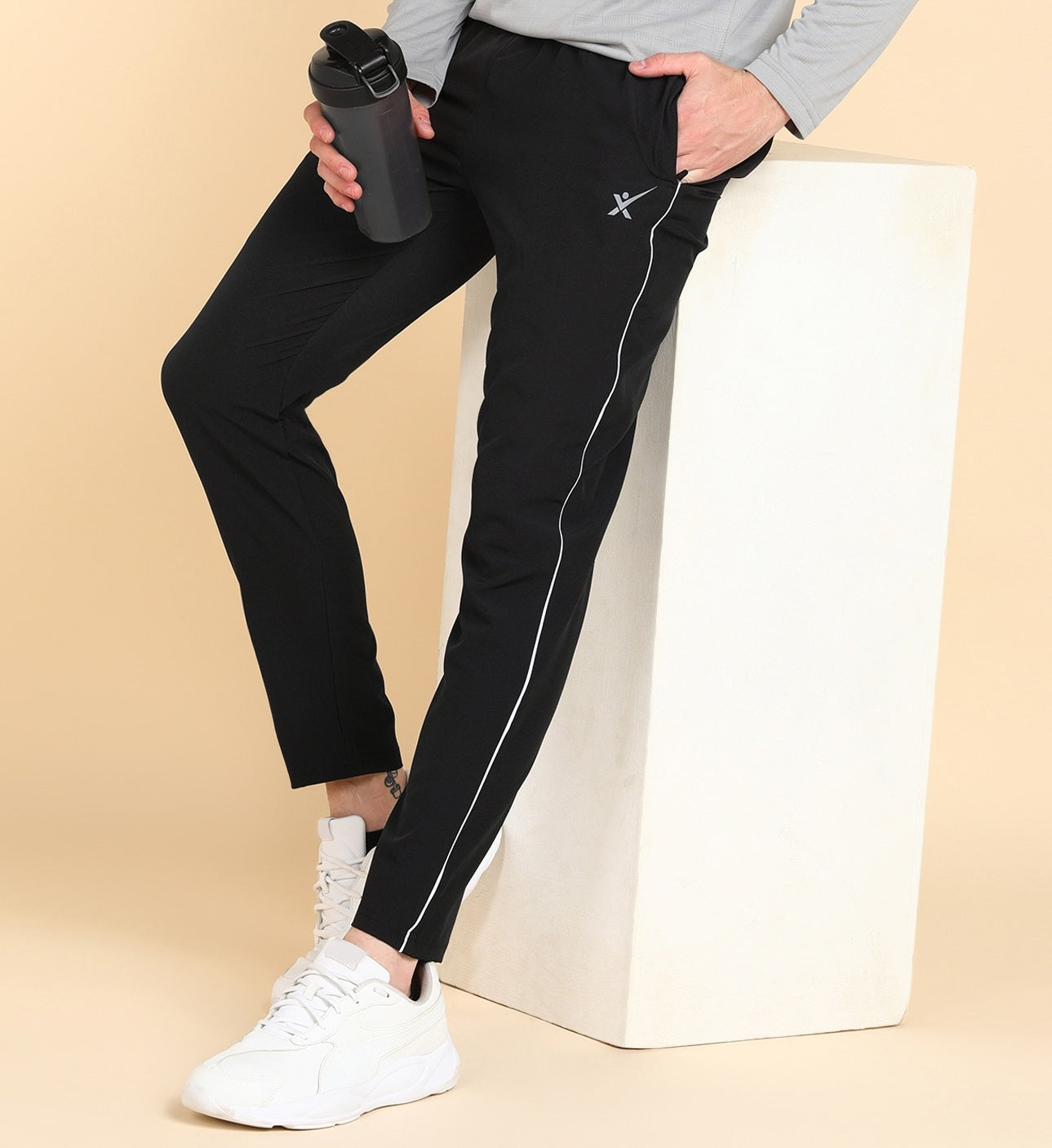 BLACK SOLID NS LYCRA TRACK PANT FOR MEN (TRACK106)