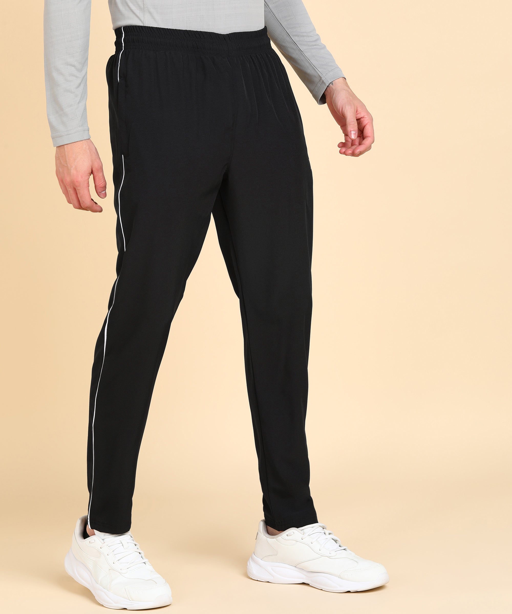 BLACK SOLID NS LYCRA TRACK PANT FOR MEN (TRACK106)