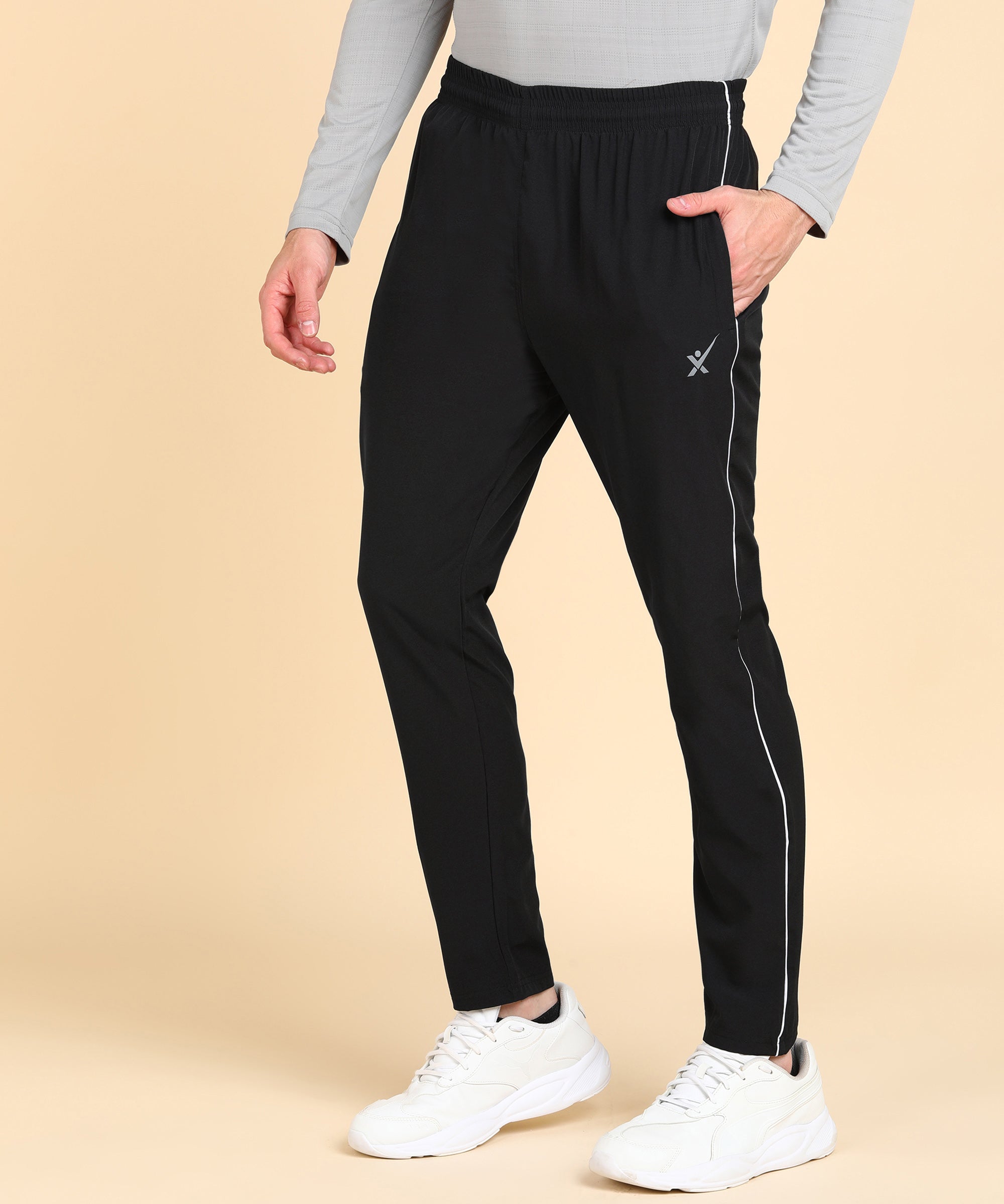 BLACK SOLID NS LYCRA TRACK PANT FOR MEN (TRACK106)