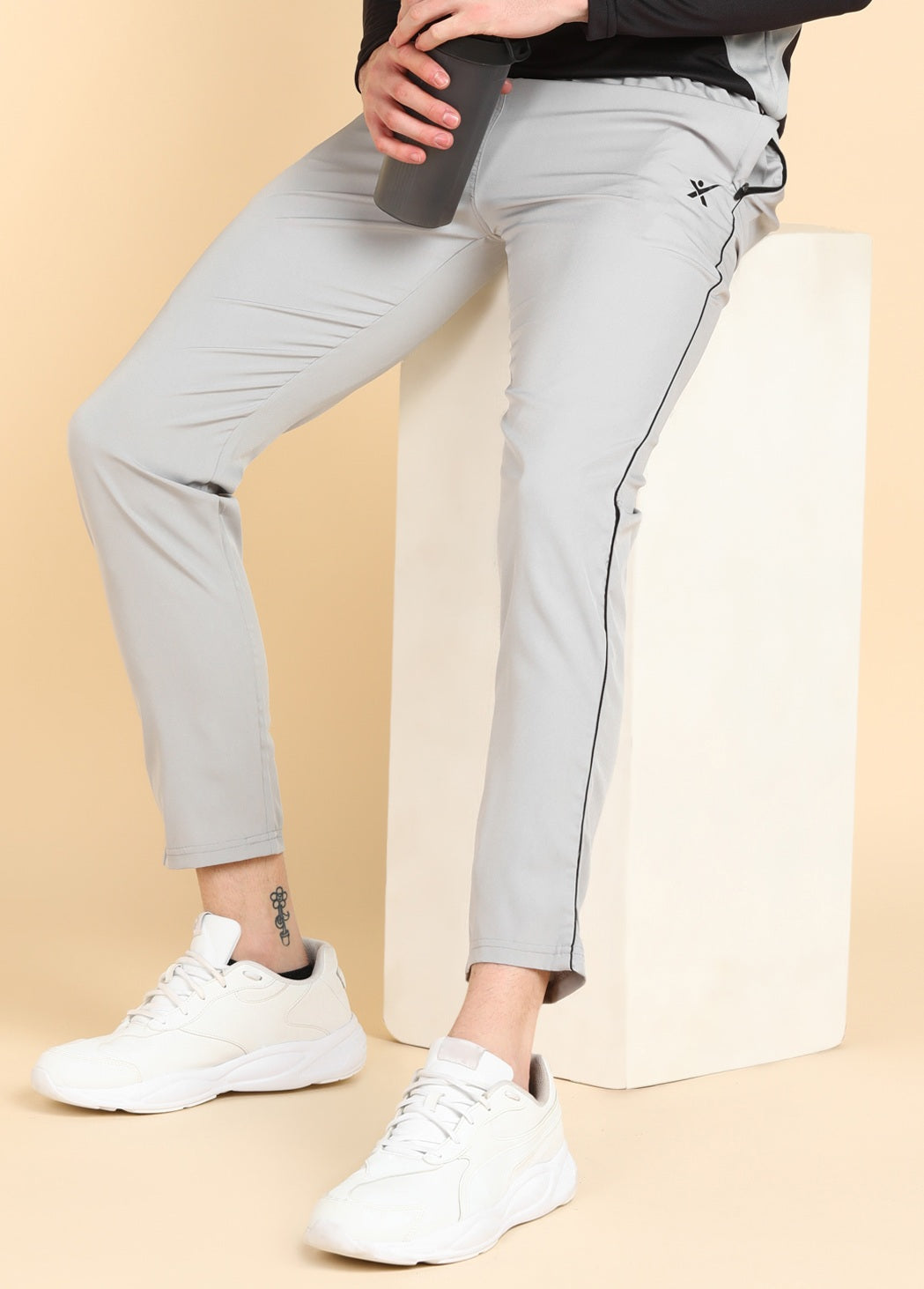 LIGHT GREY SOLID NS LYCRA TRACK PANT FOR MEN (TRACK108)