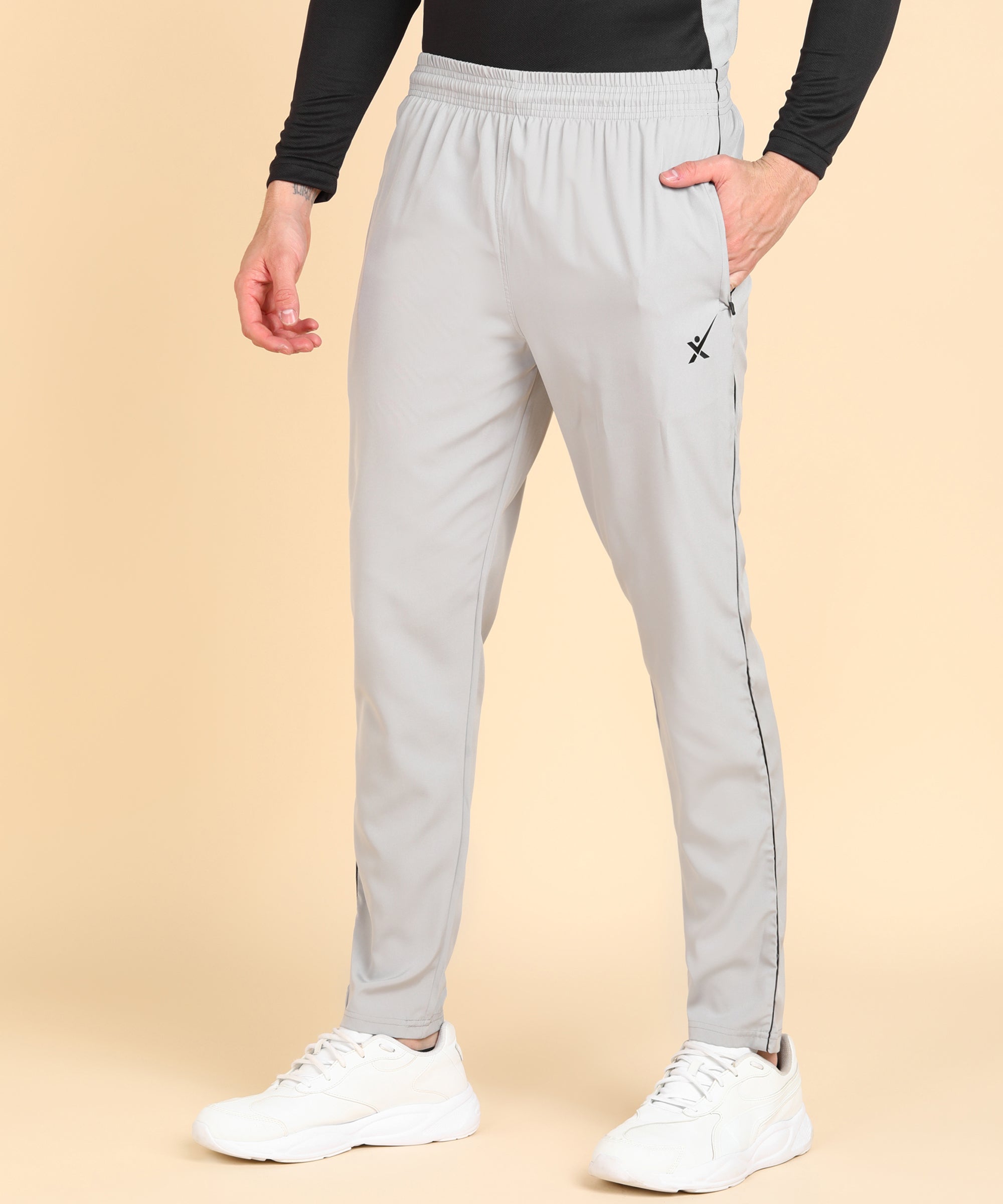 LIGHT GREY SOLID NS LYCRA TRACK PANT FOR MEN (TRACK108)