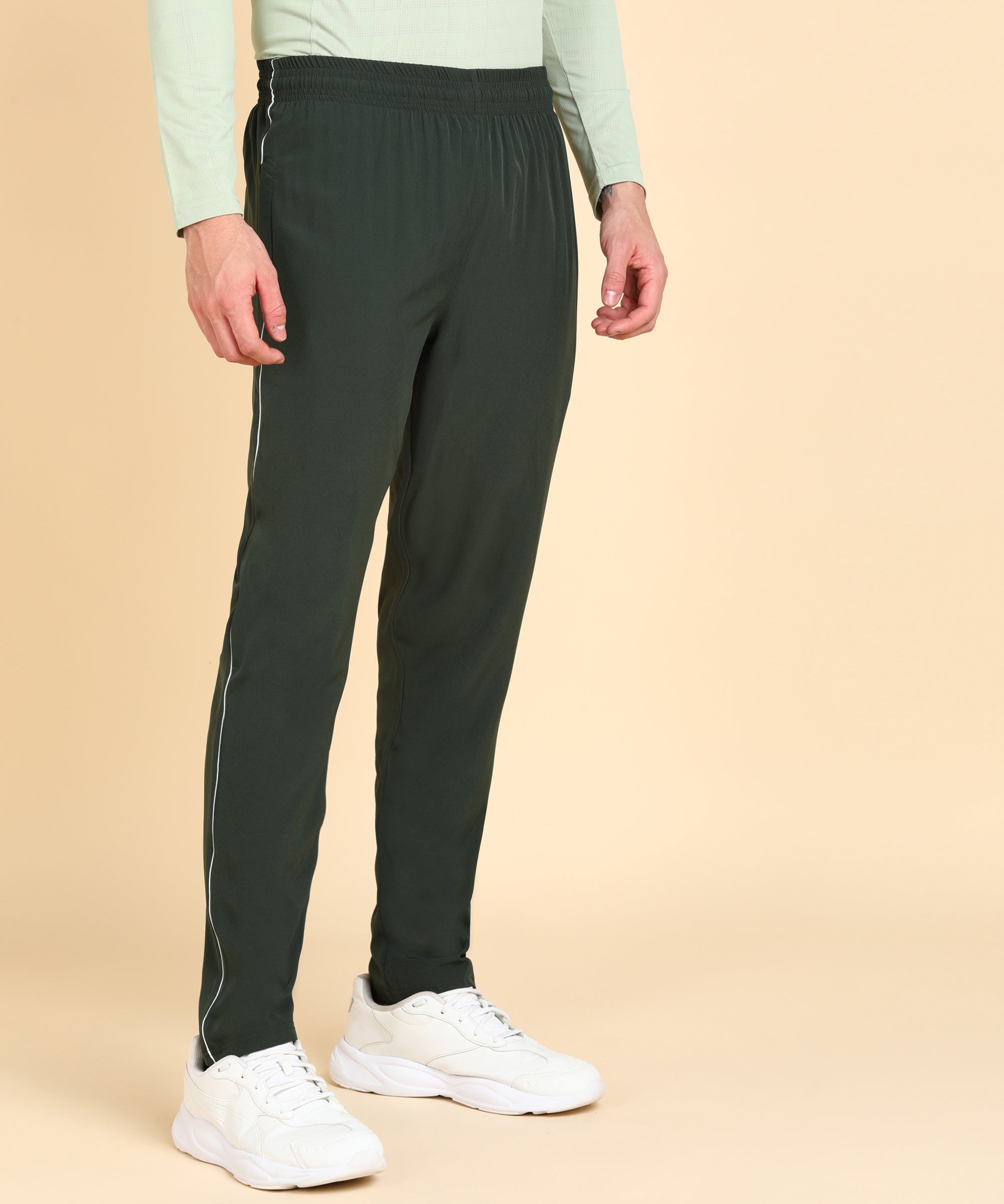 OLIVE SOLID NS LYCRA TRACK PANT FOR MEN (TRACK110)