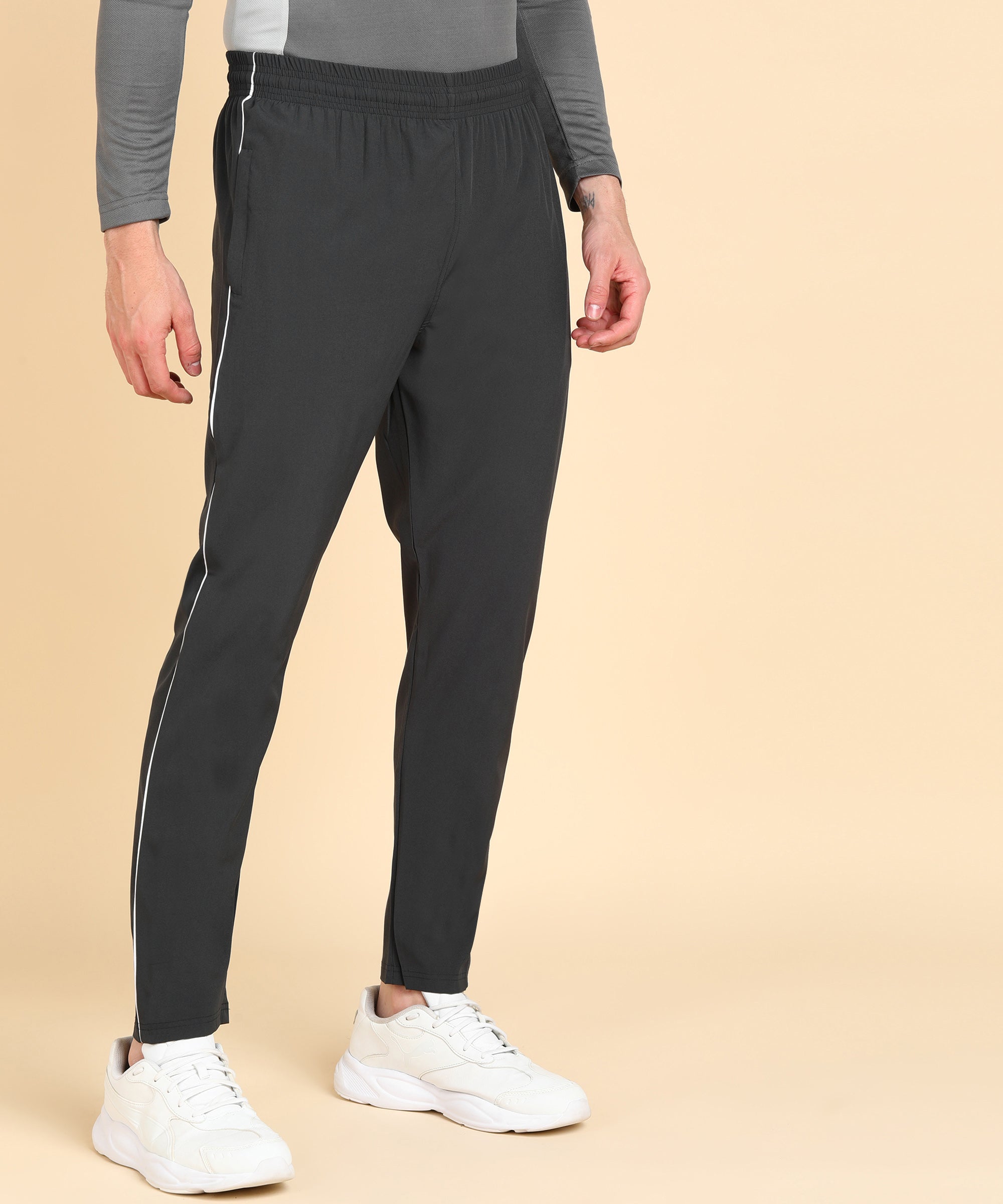 DARK GREY SOLID NS LYCRA TRACK PANT FOR MEN (TRACK111)