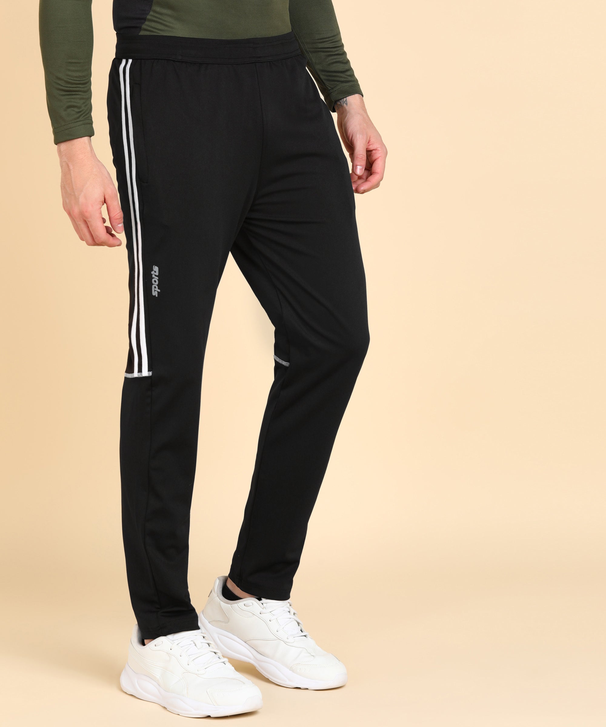 BLACK SOLID 4 WAY LYCRA TRACK PANT FOR MEN (TRACK112)