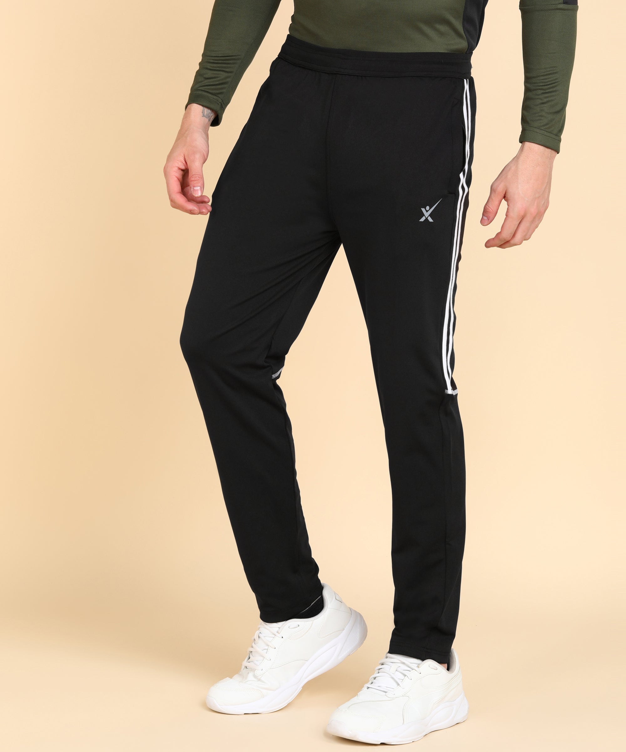 BLACK SOLID 4 WAY LYCRA TRACK PANT FOR MEN (TRACK112)