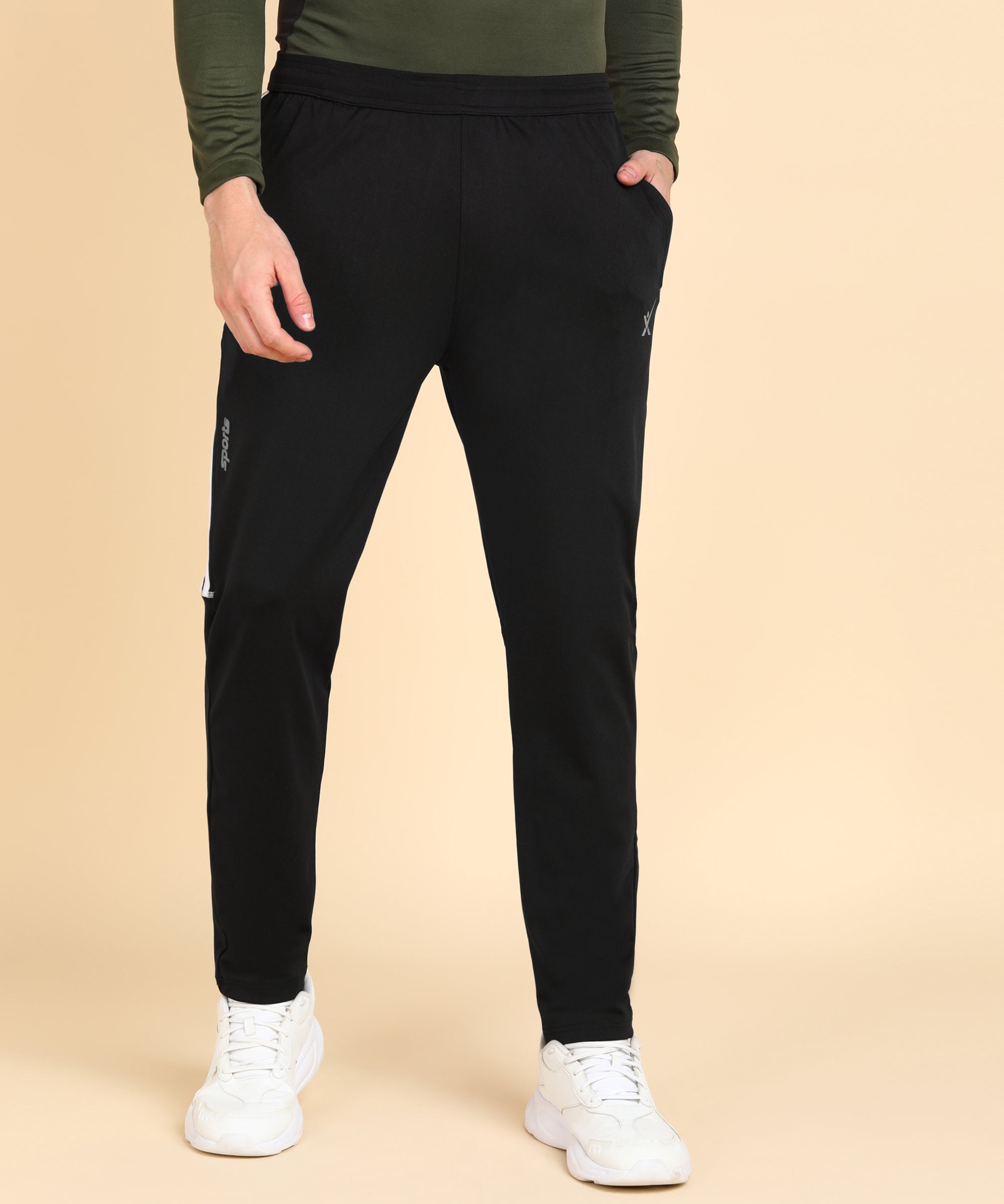 BLACK SOLID 4 WAY LYCRA TRACK PANT FOR MEN (TRACK112)