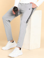 LIGHT GREY SOLID 4 WAY LYCRA TRACK PANT FOR MEN (TRACK114)