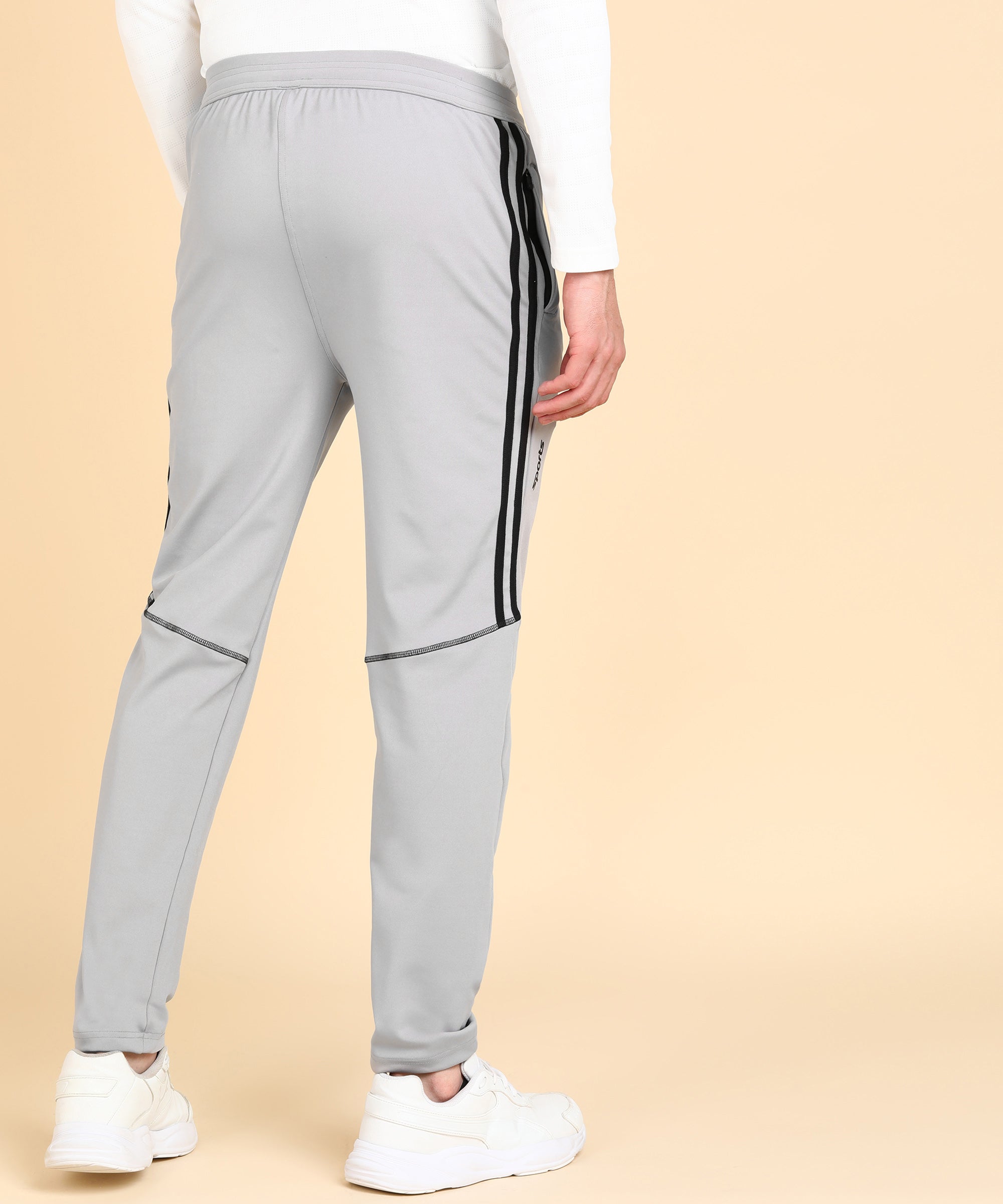 LIGHT GREY SOLID 4 WAY LYCRA TRACK PANT FOR MEN (TRACK114)