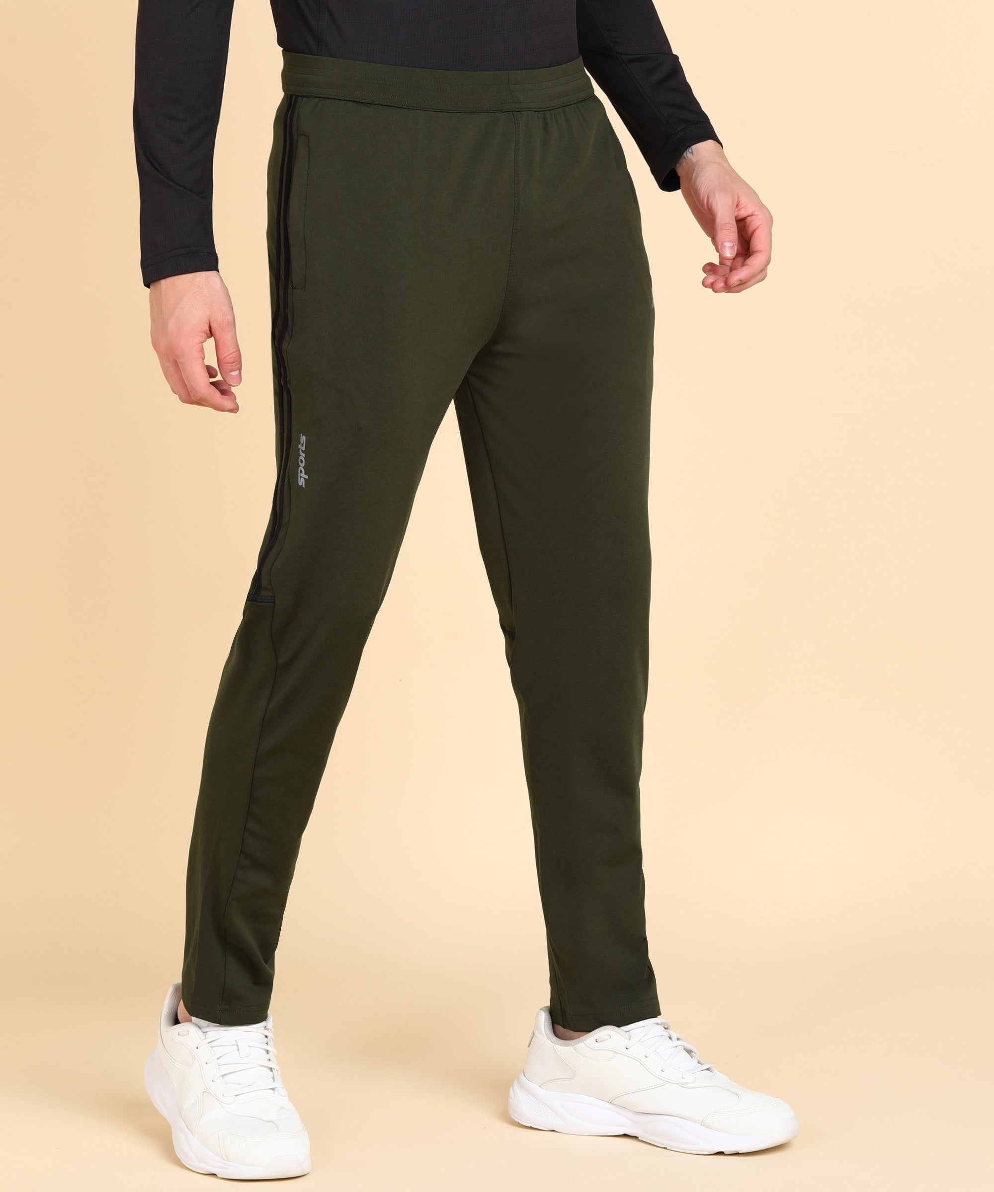 OLIVE SOLID 4 WAY LYCRA TRACK PANT FOR MEN (TRACK116)