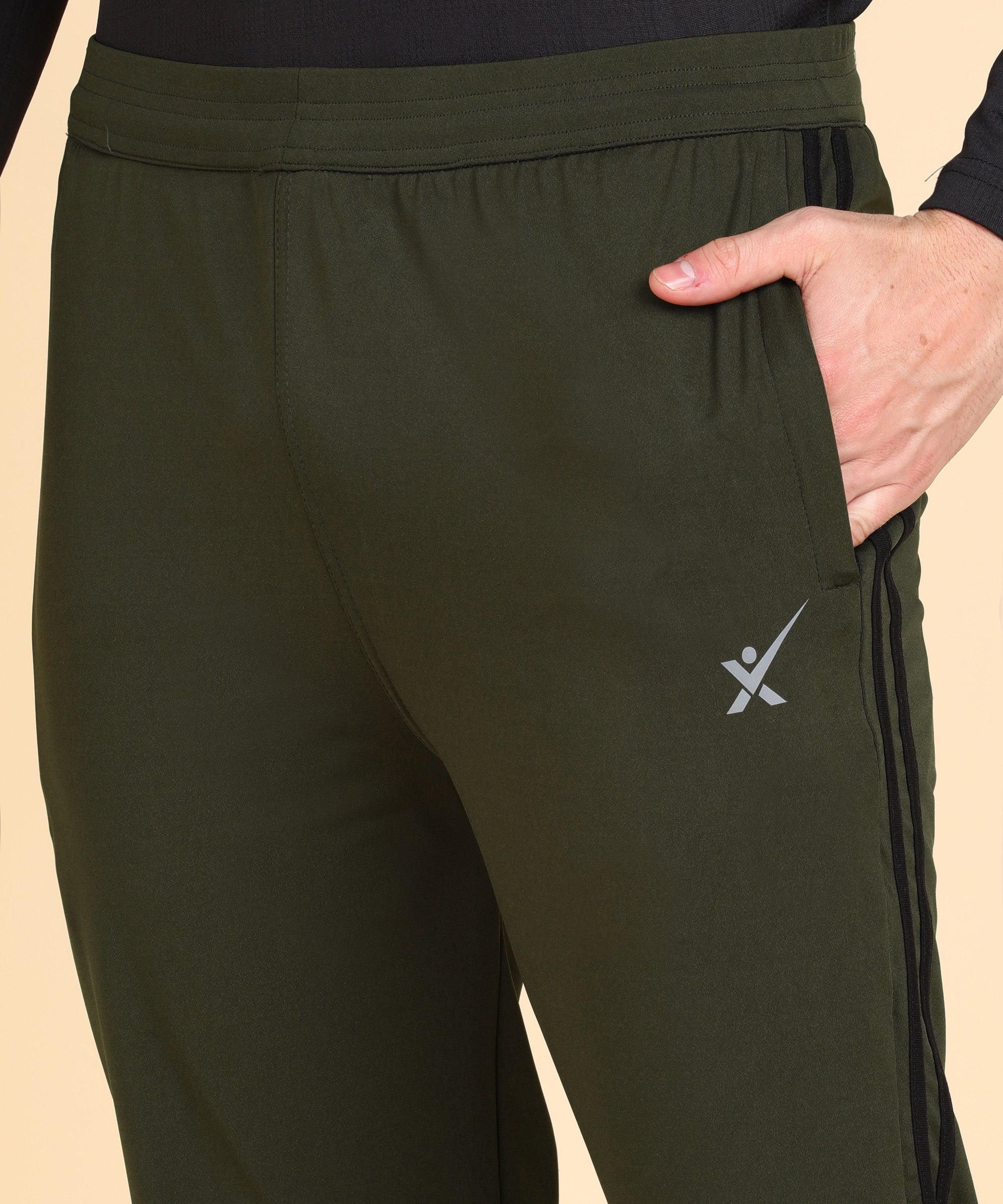 OLIVE SOLID 4 WAY LYCRA TRACK PANT FOR MEN (TRACK116)