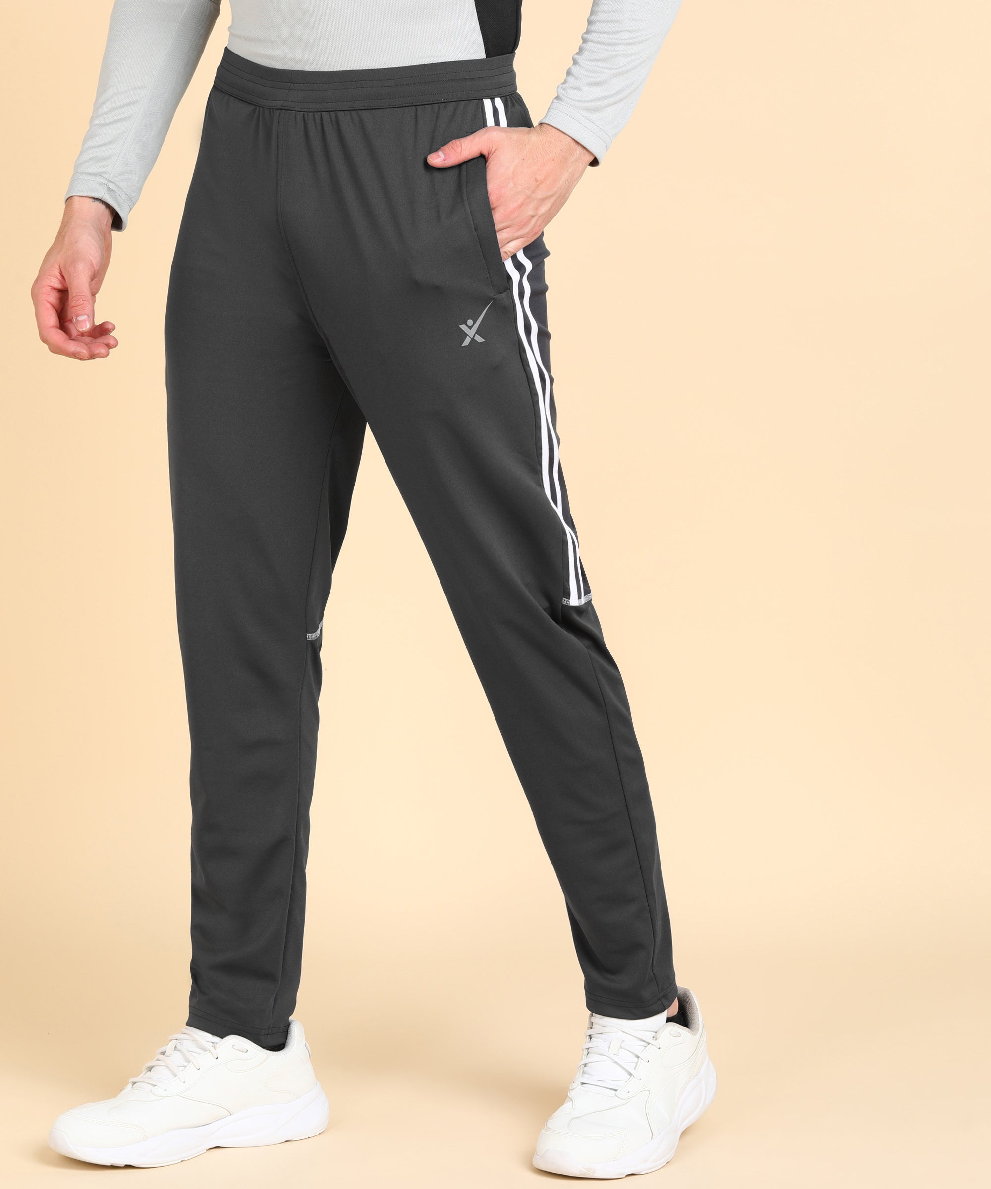 DARK GREY SOLID 4 WAY LYCRA TRACK PANT FOR MEN (TRACK117)