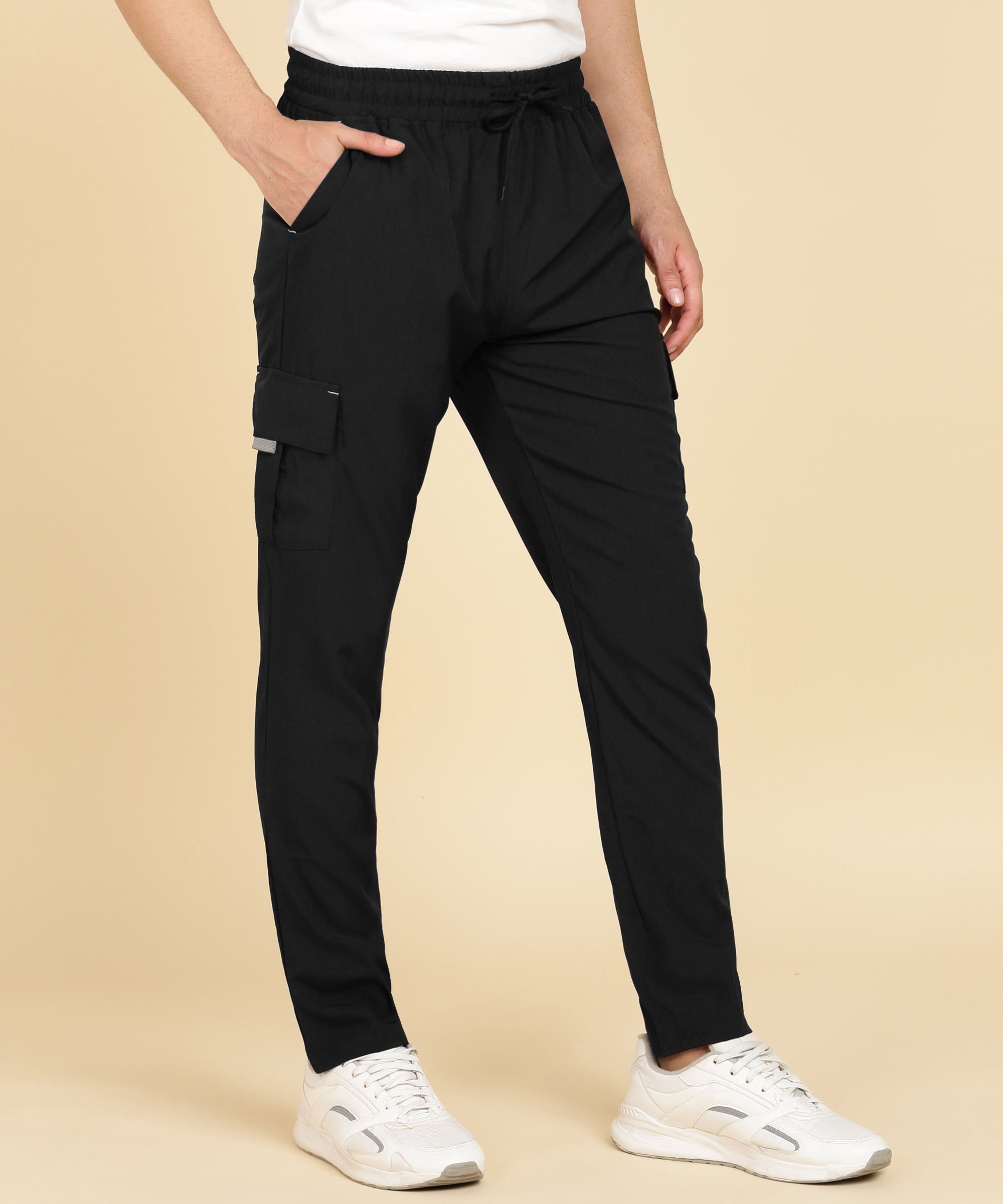 BLACK 4 POCKIT CARGO NS LYCRA TRACK PANT FOR MEN (TRACK128)